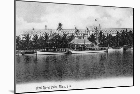 Miami, Florida - Royal Palm Hotel View from Water-Lantern Press-Mounted Art Print