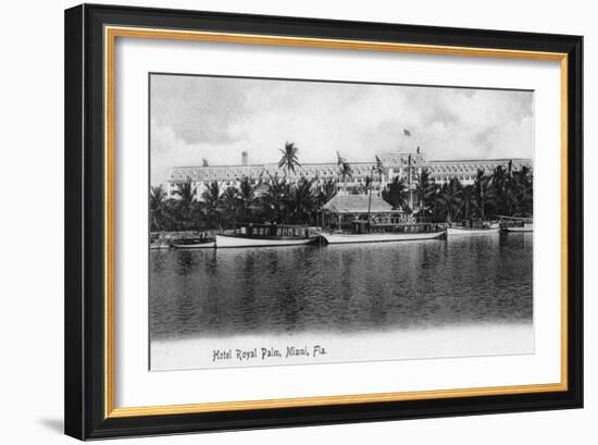 Miami, Florida - Royal Palm Hotel View from Water-Lantern Press-Framed Art Print