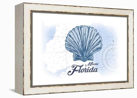 Miami, Florida - Scallop Shell - Blue - Coastal Icon-Lantern Press-Framed Stretched Canvas