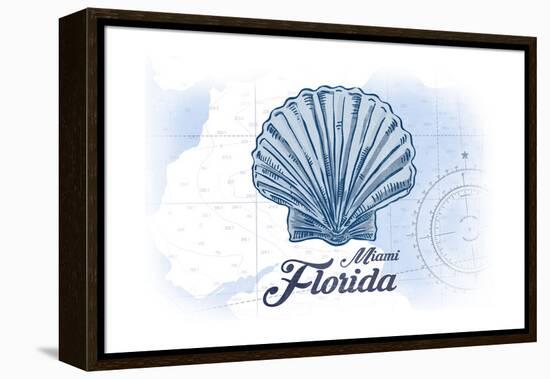 Miami, Florida - Scallop Shell - Blue - Coastal Icon-Lantern Press-Framed Stretched Canvas