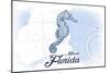Miami, Florida - Seahorse - Blue - Coastal Icon-Lantern Press-Mounted Art Print