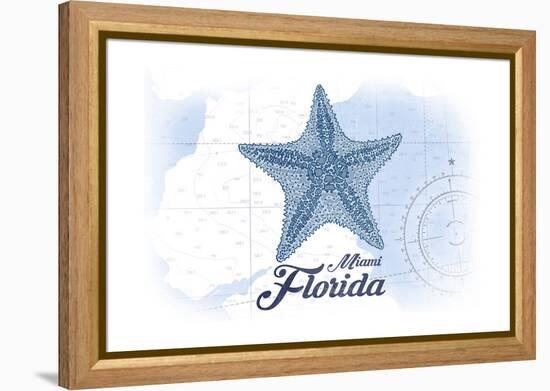 Miami, Florida - Starfish - Blue - Coastal Icon-Lantern Press-Framed Stretched Canvas