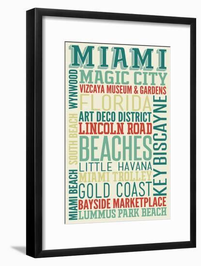 Miami, Florida - Typography-Lantern Press-Framed Art Print