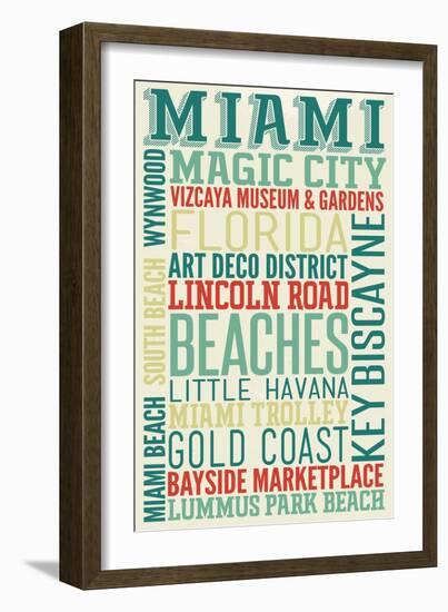 Miami, Florida - Typography-Lantern Press-Framed Art Print