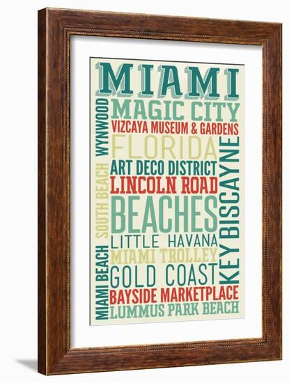 Miami, Florida - Typography-Lantern Press-Framed Art Print