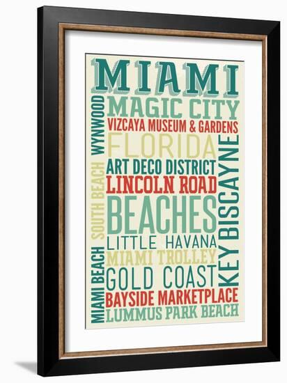 Miami, Florida - Typography-Lantern Press-Framed Art Print