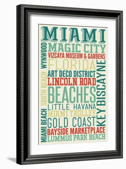 Miami, Florida - Typography-Lantern Press-Framed Art Print