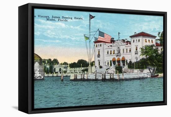 Miami, Florida - Villa Vizcaya, James Deering Estate Scene-Lantern Press-Framed Stretched Canvas