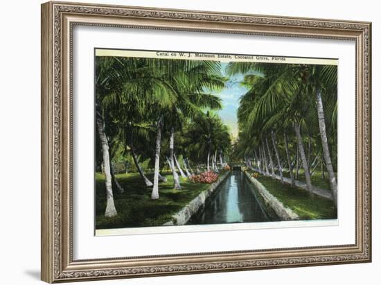 Miami, Florida - W J Matheson Estate Canal Scene at Coconut Grove-Lantern Press-Framed Art Print