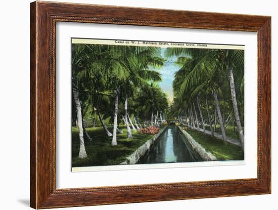 Miami, Florida - W J Matheson Estate Canal Scene at Coconut Grove-Lantern Press-Framed Art Print