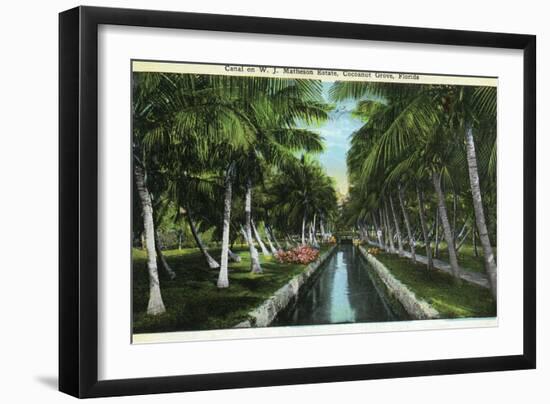 Miami, Florida - W J Matheson Estate Canal Scene at Coconut Grove-Lantern Press-Framed Art Print