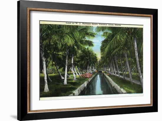 Miami, Florida - W J Matheson Estate Canal Scene at Coconut Grove-Lantern Press-Framed Art Print