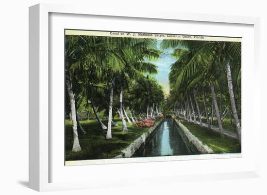 Miami, Florida - W J Matheson Estate Canal Scene at Coconut Grove-Lantern Press-Framed Art Print