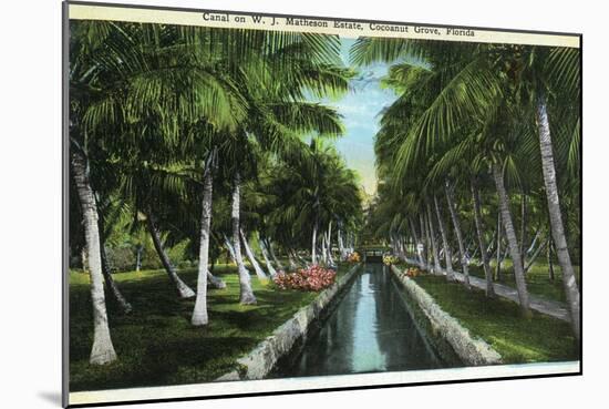 Miami, Florida - W J Matheson Estate Canal Scene at Coconut Grove-Lantern Press-Mounted Art Print