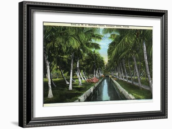 Miami, Florida - W J Matheson Estate Canal Scene at Coconut Grove-Lantern Press-Framed Art Print