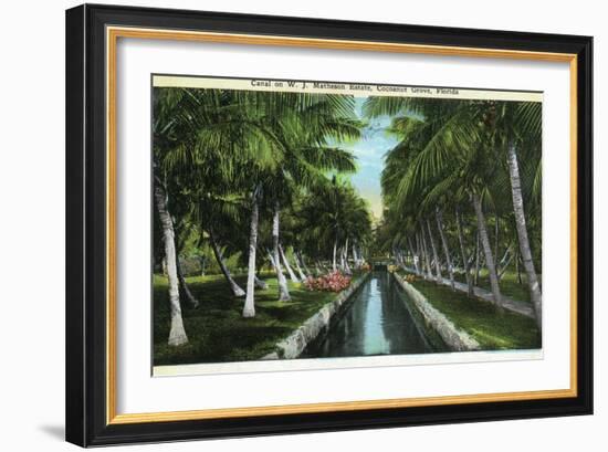 Miami, Florida - W J Matheson Estate Canal Scene at Coconut Grove-Lantern Press-Framed Art Print