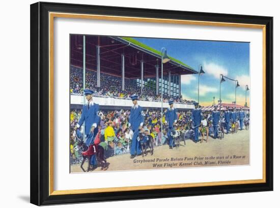 Miami, Florida - West Flagler Kennel Club Greyhound Parade before Race-Lantern Press-Framed Art Print