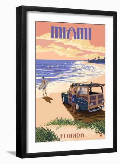 Miami, Florida - Woody on the Beach-Lantern Press-Framed Art Print