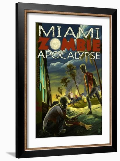 Miami, Florida - Zombie Apocalypse-Lantern Press-Framed Art Print