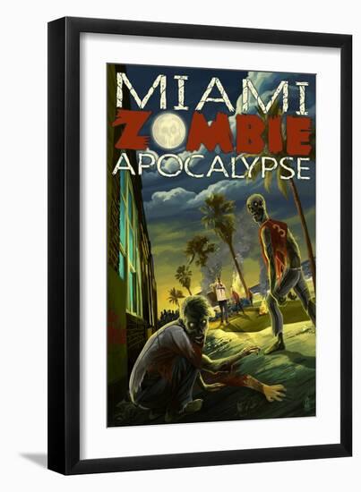 Miami, Florida - Zombie Apocalypse-Lantern Press-Framed Art Print