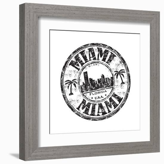 Miami Grunge Rubber Stamp-oxlock-Framed Art Print