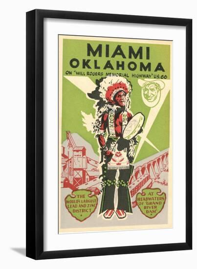 Miami, Oklahoma Travel Poster, Plains Indian, Route 66-null-Framed Art Print