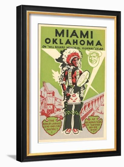 Miami, Oklahoma Travel Poster, Plains Indian, Route 66-null-Framed Art Print