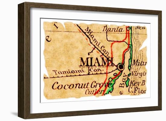 Miami Old Map-Pontuse-Framed Art Print