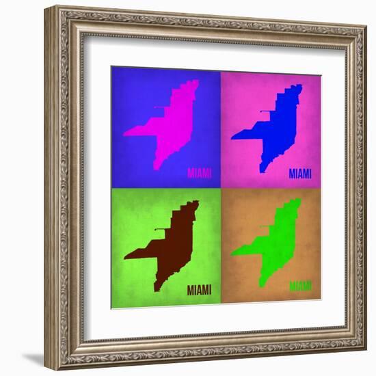 Miami Pop Art Map 1-NaxArt-Framed Art Print