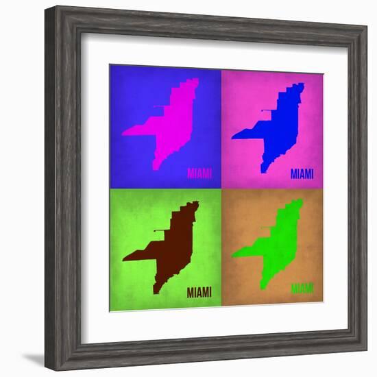 Miami Pop Art Map 1-NaxArt-Framed Art Print