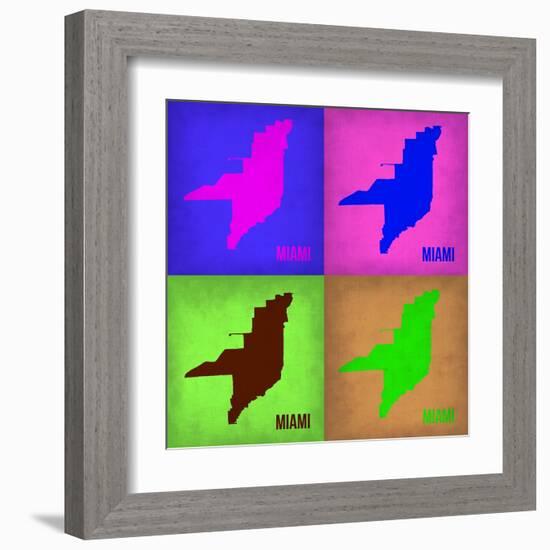 Miami Pop Art Map 1-NaxArt-Framed Art Print