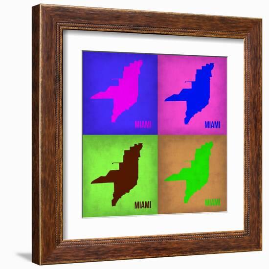 Miami Pop Art Map 1-NaxArt-Framed Art Print