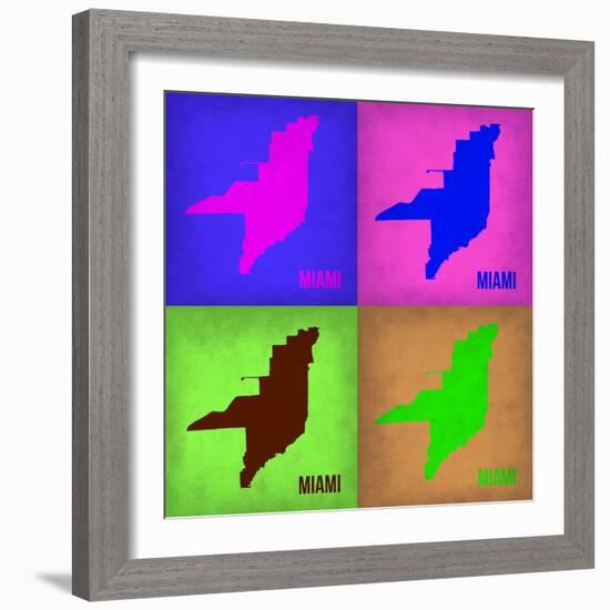 Miami Pop Art Map 1-NaxArt-Framed Art Print