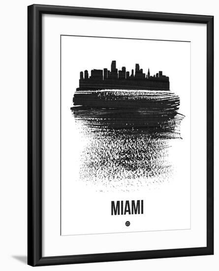 Miami Skyline Brush Stroke - Black-NaxArt-Framed Art Print