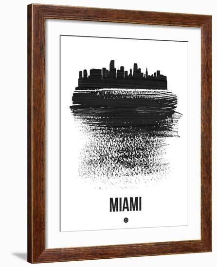 Miami Skyline Brush Stroke - Black-NaxArt-Framed Art Print