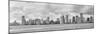 Miami Skyline Panorama in Black and White in the Day with Urban Skyscrapers and Cloudy Sky over Sea-Songquan Deng-Mounted Photographic Print