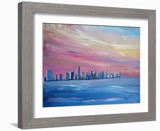 Miami Skyline with Vanilla Sky-Markus Bleichner-Framed Art Print