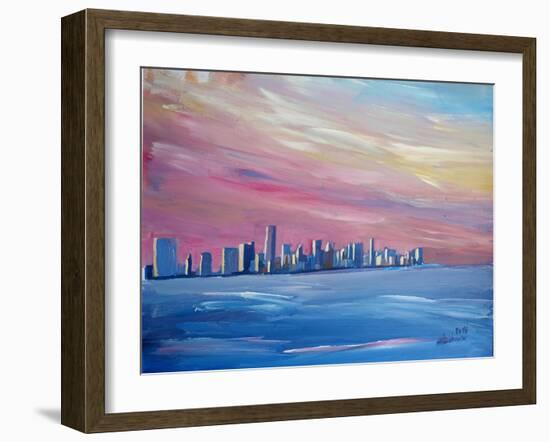 Miami Skyline with Vanilla Sky-Markus Bleichner-Framed Art Print
