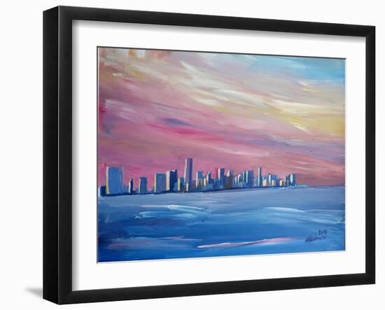 Miami Skyline with Vanilla Sky-Markus Bleichner-Framed Art Print