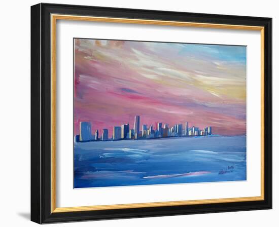 Miami Skyline with Vanilla Sky-Markus Bleichner-Framed Art Print