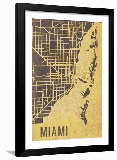 Miami Street Map-Tom Frazier-Framed Giclee Print