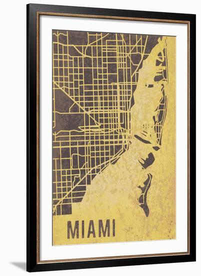 Miami Street Map-Tom Frazier-Framed Giclee Print