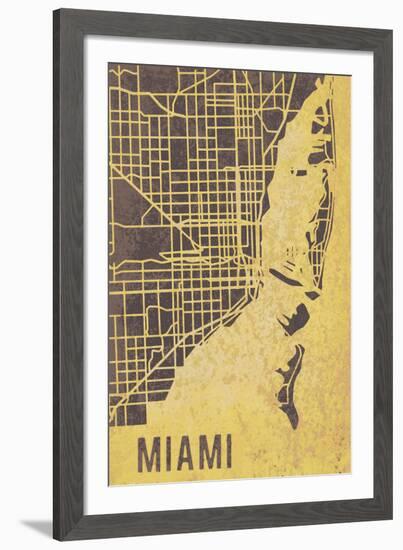 Miami Street Map-Tom Frazier-Framed Giclee Print