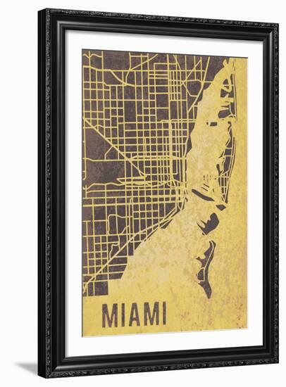 Miami Street Map-Tom Frazier-Framed Giclee Print