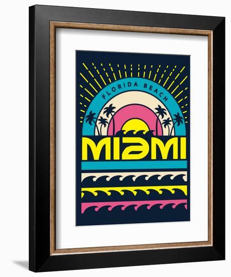 Miami Surf Typography, T-Shirt Graphics, Vectors-braingraph-Framed Art Print