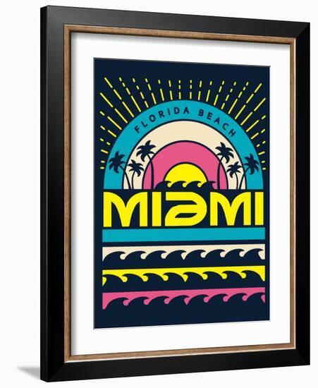 Miami Surf Typography, T-Shirt Graphics, Vectors-braingraph-Framed Art Print