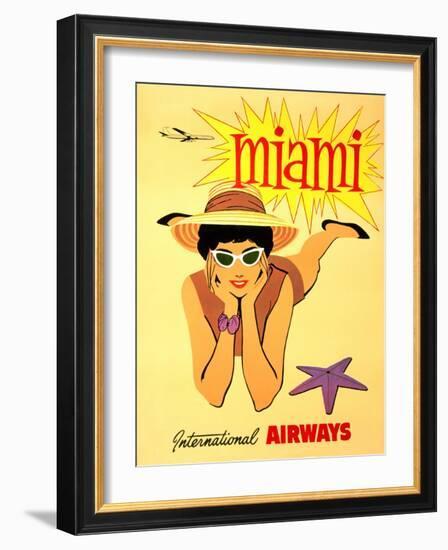 Miami Vintage Tropical Travel Poster-null-Framed Art Print