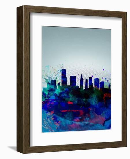 Miami Watercolor Skyline-NaxArt-Framed Art Print
