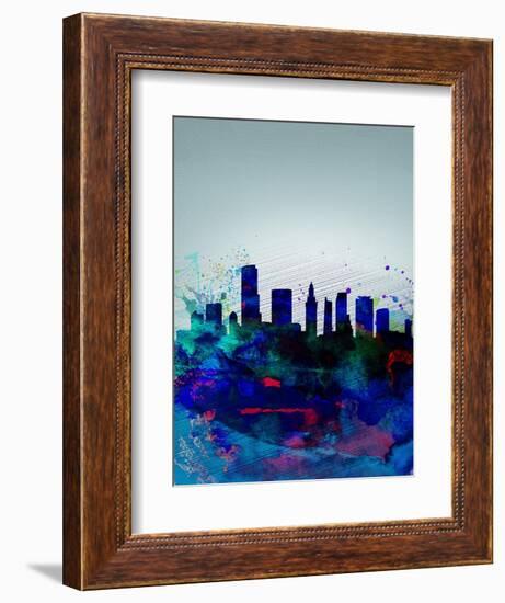 Miami Watercolor Skyline-NaxArt-Framed Art Print