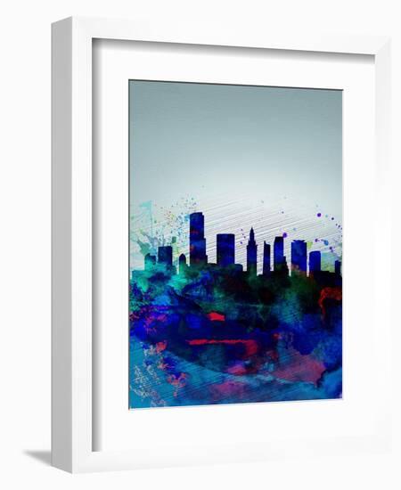 Miami Watercolor Skyline-NaxArt-Framed Art Print